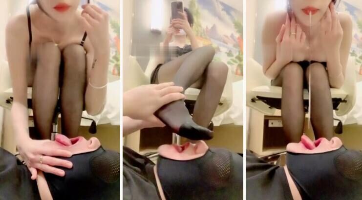 Routine live broadcast of Kikiko&#39;s training video playback download | saliva drawing and swallowing black stockings and high heels temptation