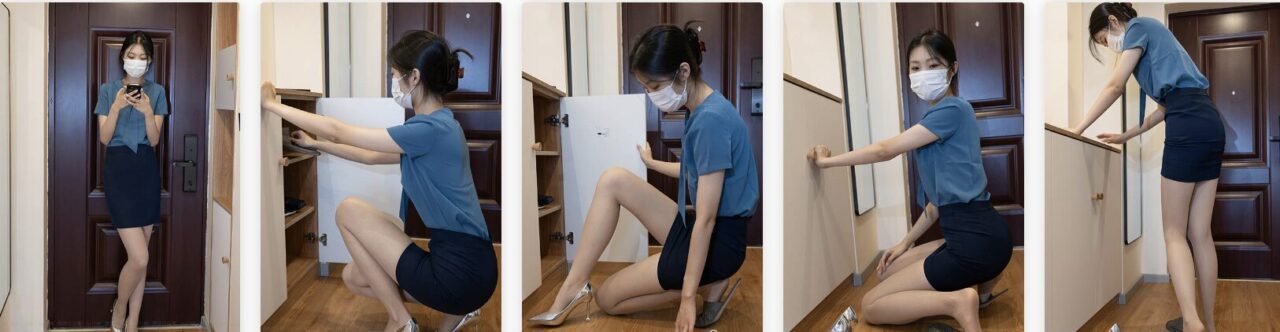 ISS beauty stockings photo set download | Meihan blue formal uniform stockings ol