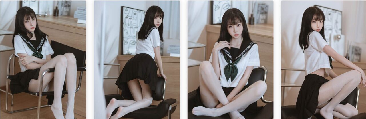 Xu Lan LAN stockings photo set download | White silk JK