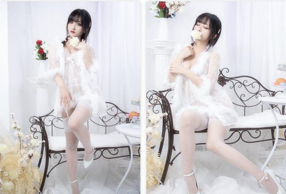 LoLiSAMA | Cake white silk garter stockings sexy underwear (with video)