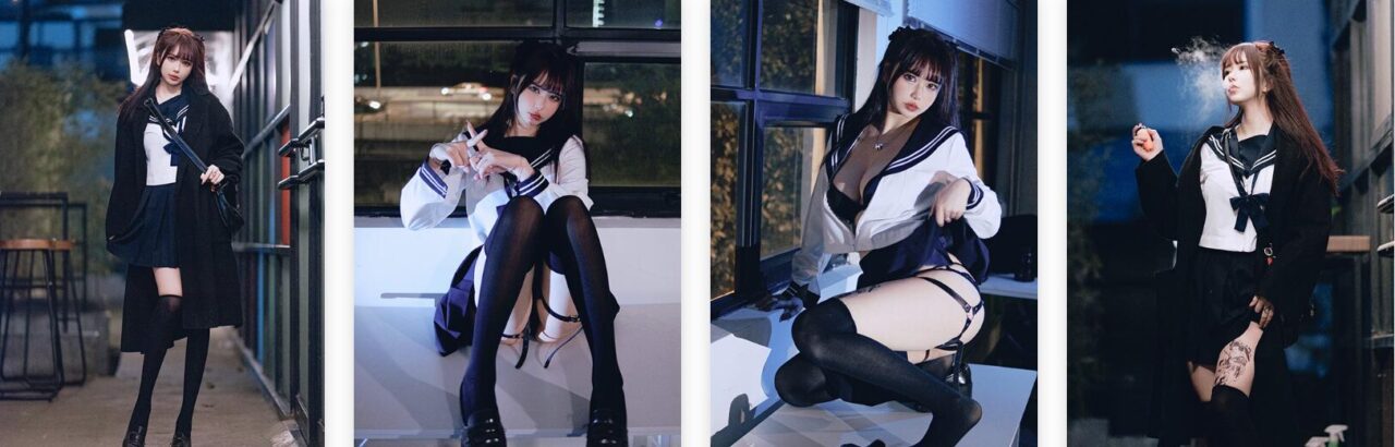 Tina is very evil. She has beautiful legs and feet. Cosplay photo album download | Bad JK black knee-high calf socks